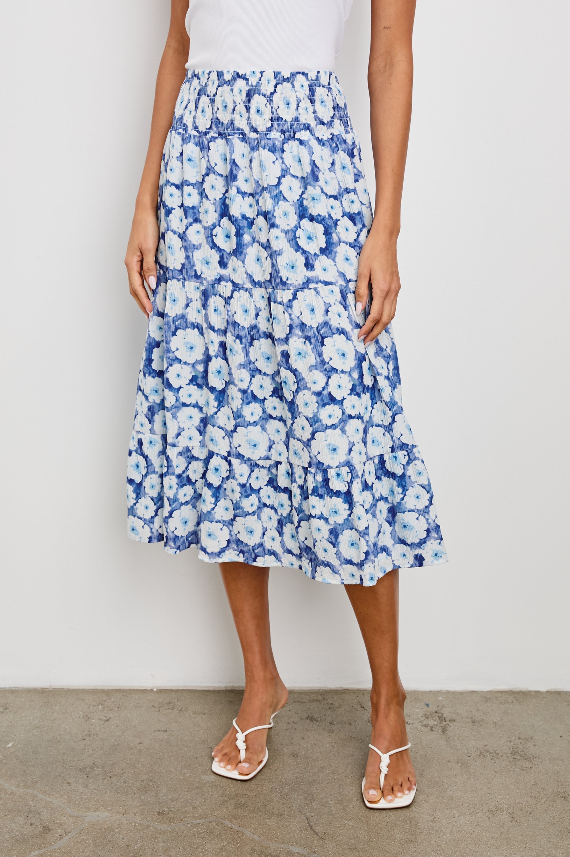 Jupe EDINA - Motif floral bleu