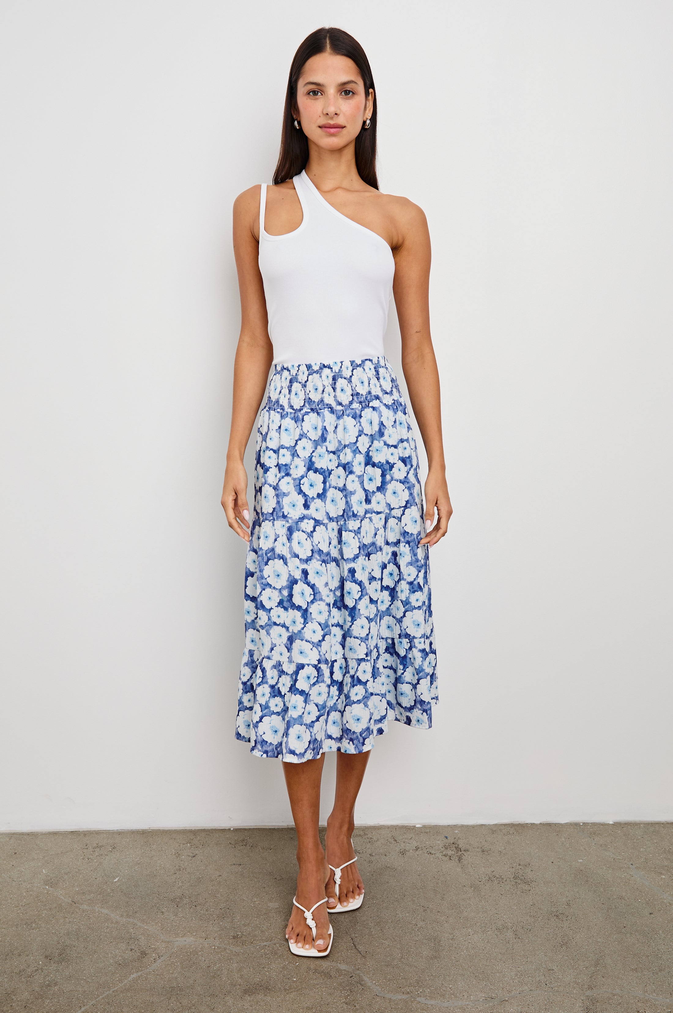 Jupe EDINA - Motif floral bleu