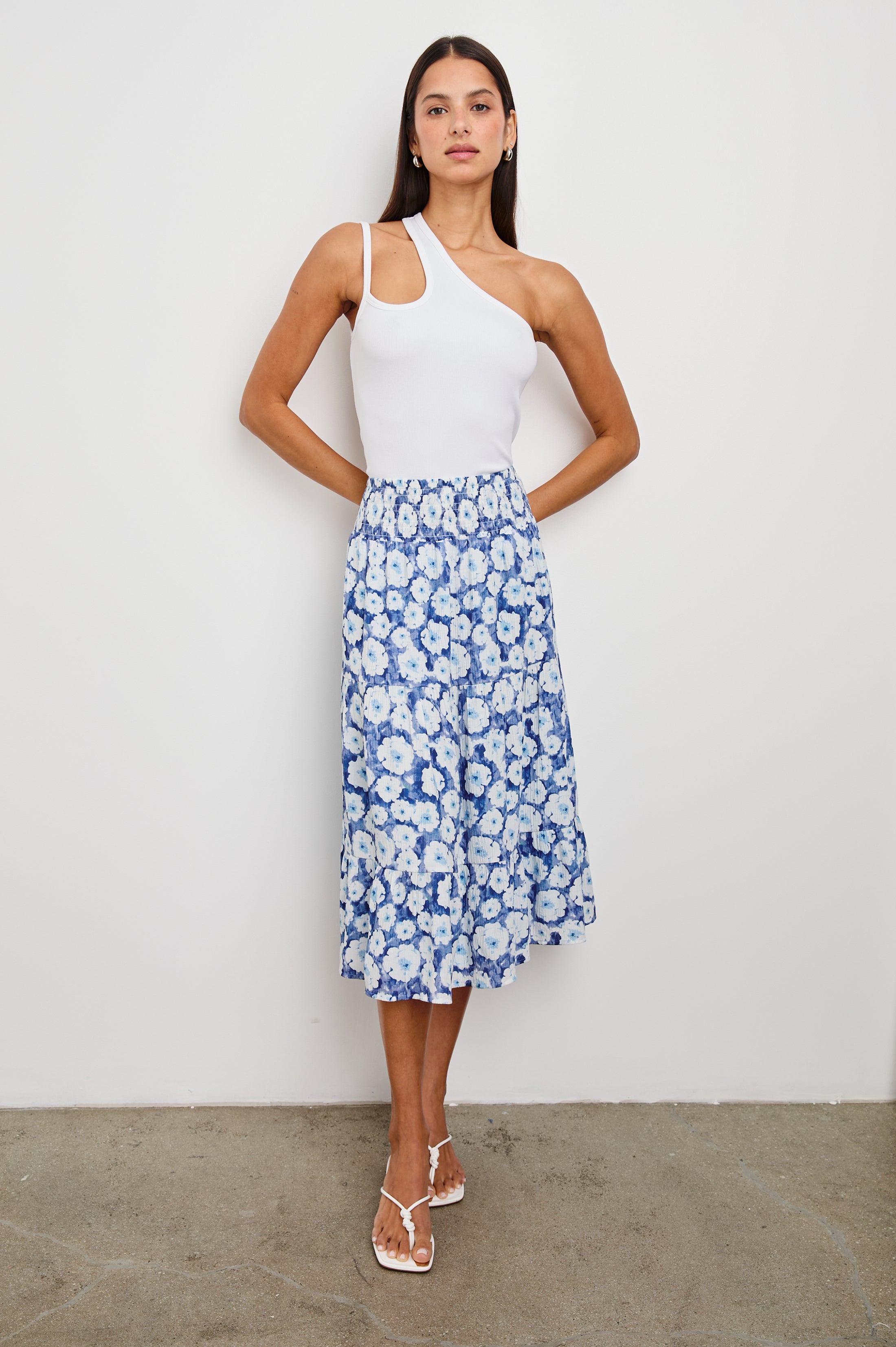 Jupe EDINA - Motif floral bleu